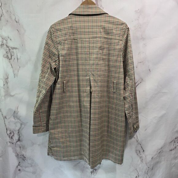 Cabi Jacket Womens Medium Brown Red Sherlock Houndstooth Trench Coat 3734 - Picture 5 of 11